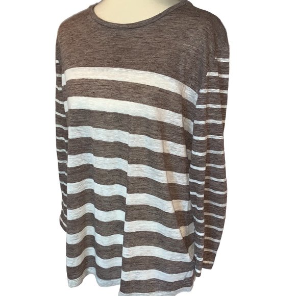 Madewell Linen Blend Striped 3/4 Sleeve Tee - Picture 3 of 8